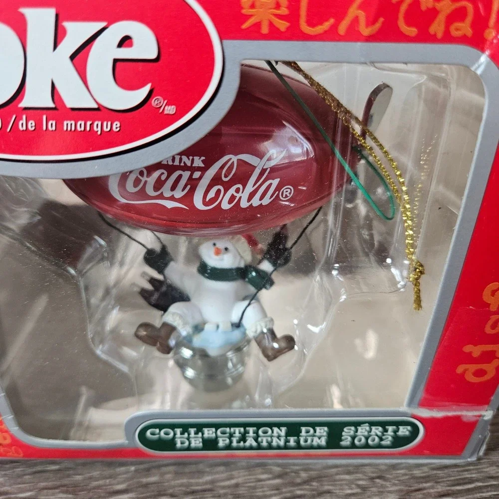 Coca-Cola Platinum Series 2002 Snowman Hot Air Balloon Christmas Ornament Boxed